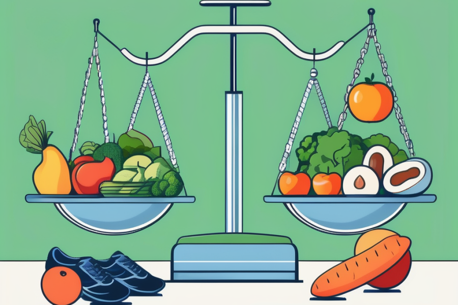 A balanced scale representing healthy eating