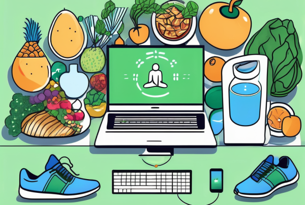 A computer displaying a variety of healthy foods on the screen