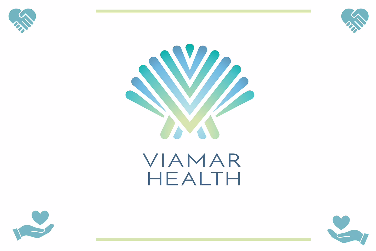Illustration for the post: The Power of Affirmations in Eating Disorder Recovery silhouette images of hands clasping each other in top corners and in bottom corners a hand supporting a heart. The ViaMar logo is in the center